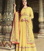 Yellow Embroidered Fancy Fabric Salwar
