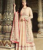 Beige Embroidered Fancy Fabric Salwar