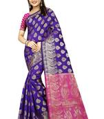 Kimisha Purple Art Silk Jacquard Work Banarasi Saree With Contrast Color Blouse