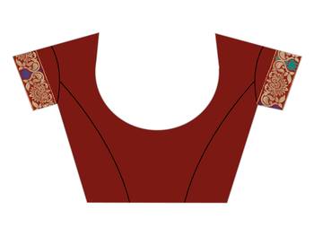 Kimisha Red Semi Banarasi Silk Woven Work Banarasi Saree With Running Blouse 3