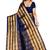 Kimisha Nblue Cotton Stripes Border Work Plain Saree With Running Blouse