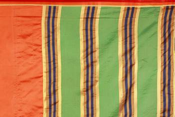 Kimisha Orange Poly Silk  Border Work Plain Saree With Contrast Color Blouse 4