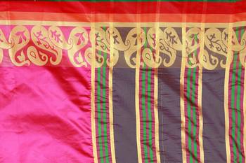 Kimisha Pink Poly Silk  Border Work Plain Saree With Contrast Color Blouse 4