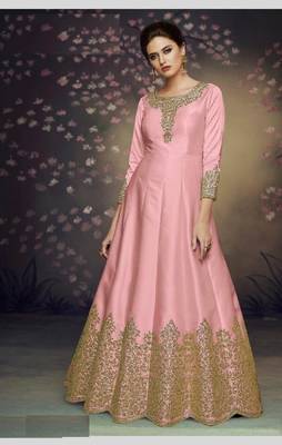 Pink Embroidered Silk Salwar Semi Stitched 1