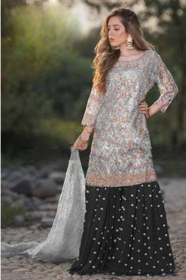Black Embroidered Net Salwar 1