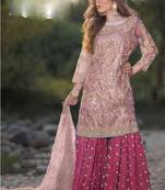 Red Embroidered Net Salwar