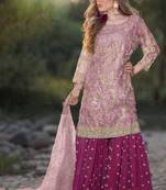 Dark Pink Embroidered Net Salwar