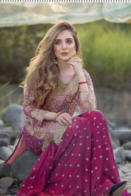 Dark Pink Embroidered Net Salwar 2