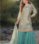 Green Embroidered Net Salwar