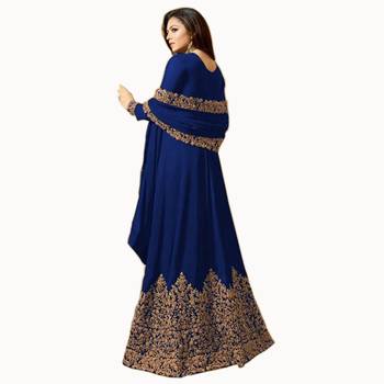 Blue Embroidered Georgette Semi Stitched Salwar With Dupatta 2