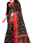 Black printed cotton saree with blouse