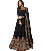Black Embroidered Georgette Semi Stitched Salwar With Dupatta