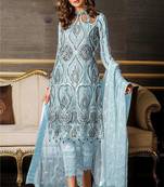 Aqua Blue Embroidered Net Salwar