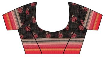 Black printed cotton saree with blouse 5