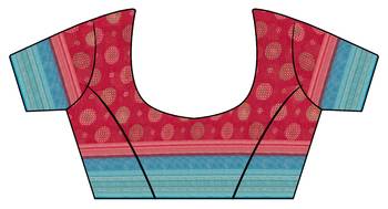 Red printed cotton saree with blouse 4