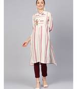 Women Multi Geometric Straight Yarn Dyed Cotton Kurta
