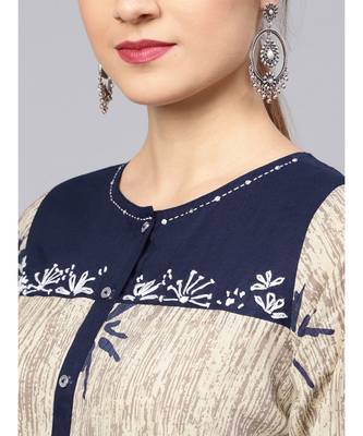 Women Blue Ethnic Motifs Straight Cotton Kurta 4