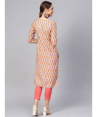 Women Maroon Geometric Straight Chanderi Cotton Kurta 2