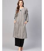 Women Grey Geometric Straight Rayon Kurta With Palazzo