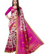 Pink Printed Art Silk Saree With Blouse