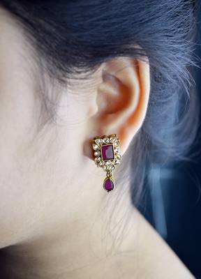 Ruby cubic zirconia earrings 3