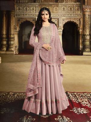 Purple Embroidered Art Silk Semi Stitched Salwar With Dupatta 1