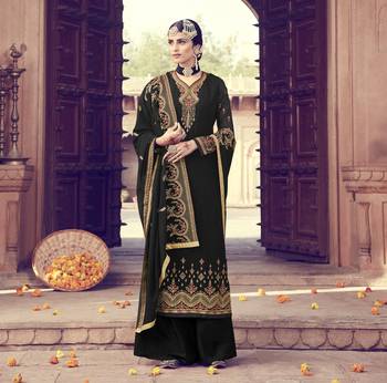 Black Embroidered Faux Georgette Salwar 1