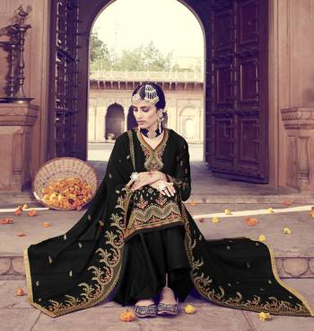 Black Embroidered Faux Georgette Salwar 2