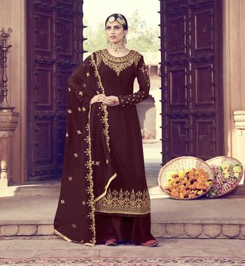 Maroon Embroidered Faux Georgette Salwar 1