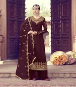Maroon Embroidered Faux Georgette Salwar