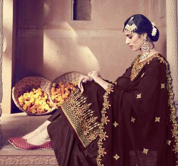 Maroon Embroidered Faux Georgette Salwar 2