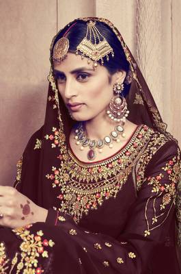 Maroon Embroidered Faux Georgette Salwar 3