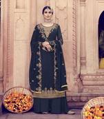 Navy Blue Embroidered Faux Georgette Salwar