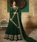 Green Embroidered Georgette Semi Stitched Salwar With Dupatta