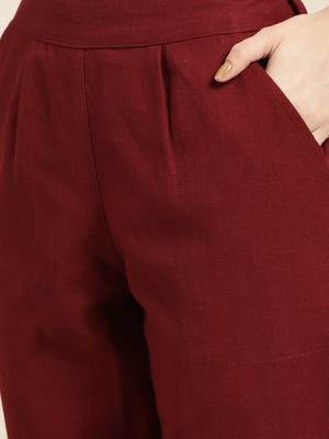 Women's Blue Placement Embroidered straight kurta with solid pant 5