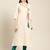 Women's Off white embroidered a line kurta With Solid Pant