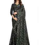 Green printed lycra saree with blouse