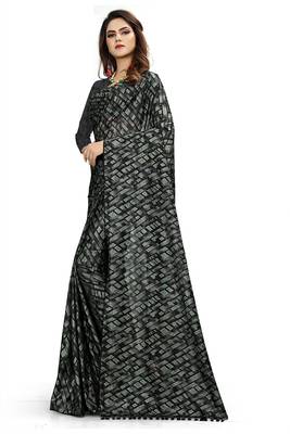 Green printed lycra saree with blouse 2