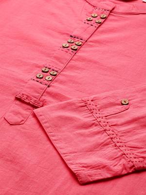 Women's Peach embroidered straight kurta With Solid Palazzo 4