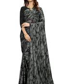 Green printed lycra saree with blouse