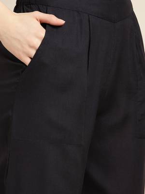 Women's Peach embroidered straight kurta With Solid Palazzo 5