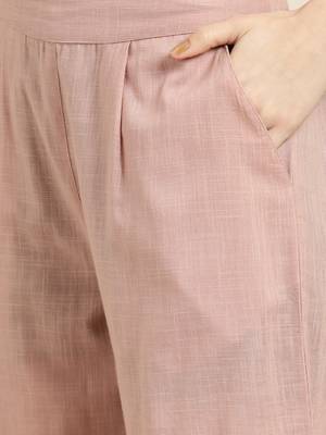 Women's pink embroidered straight kurta with palazzo 5