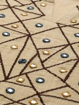 Beige embroidered straight kurta with palazzo 4