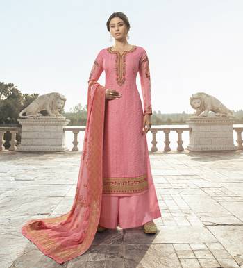 Baby Pink Embroidered Tussar Silk Salwar 1