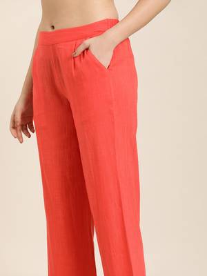 Peach embroidered straight kurta with palazzo & dupatta 2