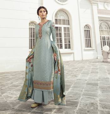 Sky Blue Embroidered Tussar Silk Salwar 1