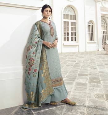 Sky Blue Embroidered Tussar Silk Salwar 2