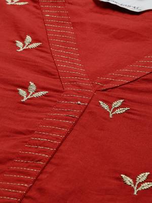 Rust embroidered anarkali with churidar & dupatta 4