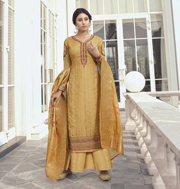 Mustard Embroidered Tussar Silk Salwar 1