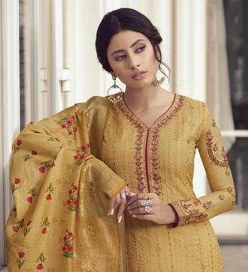 Mustard Embroidered Tussar Silk Salwar 4